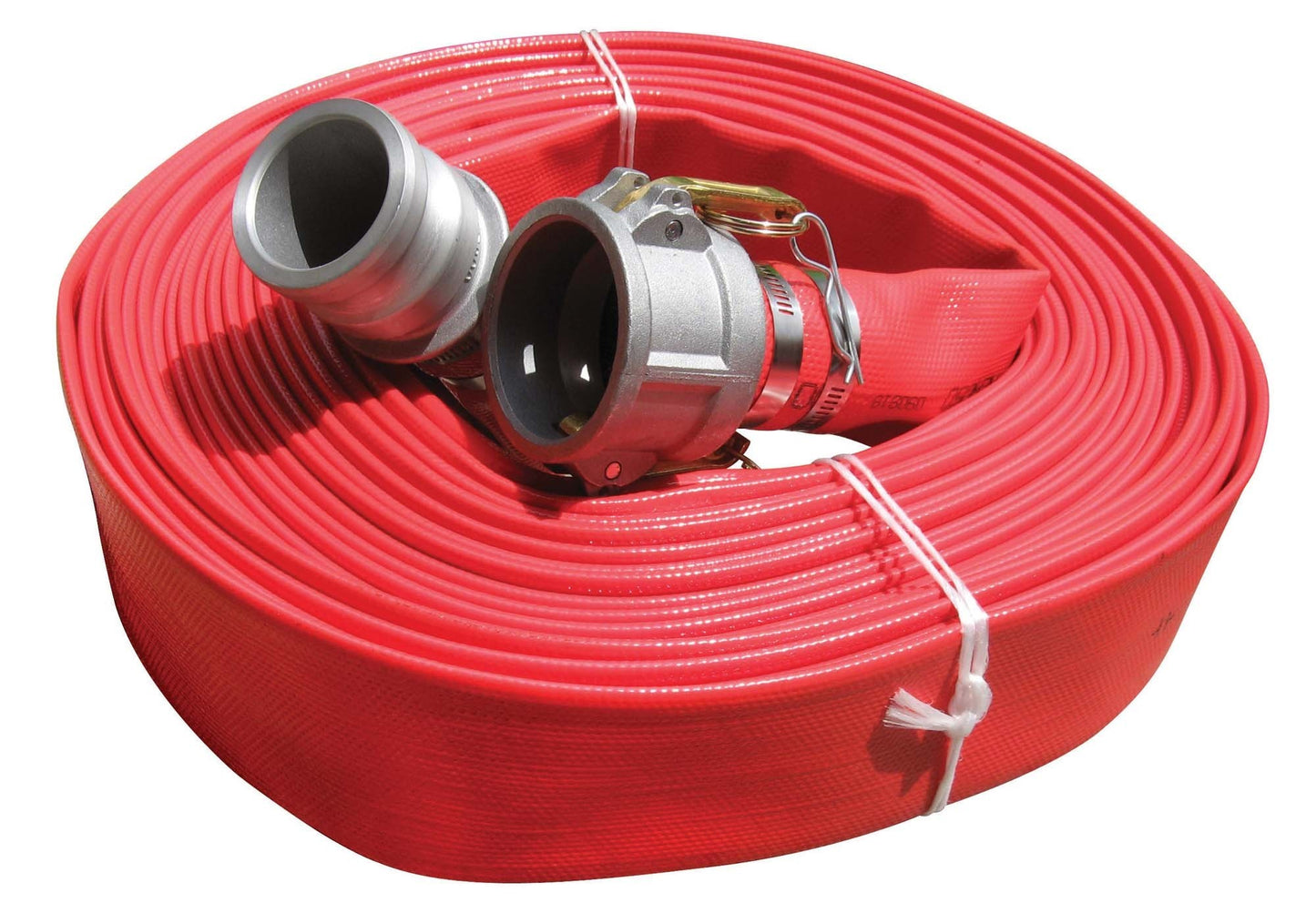 Layflat Hose Ribbed 80mm (3") x 200m - includes Camlock fittings (Quad)